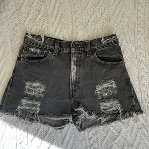 Vintage levi’s distressed black denim cutoff shorts